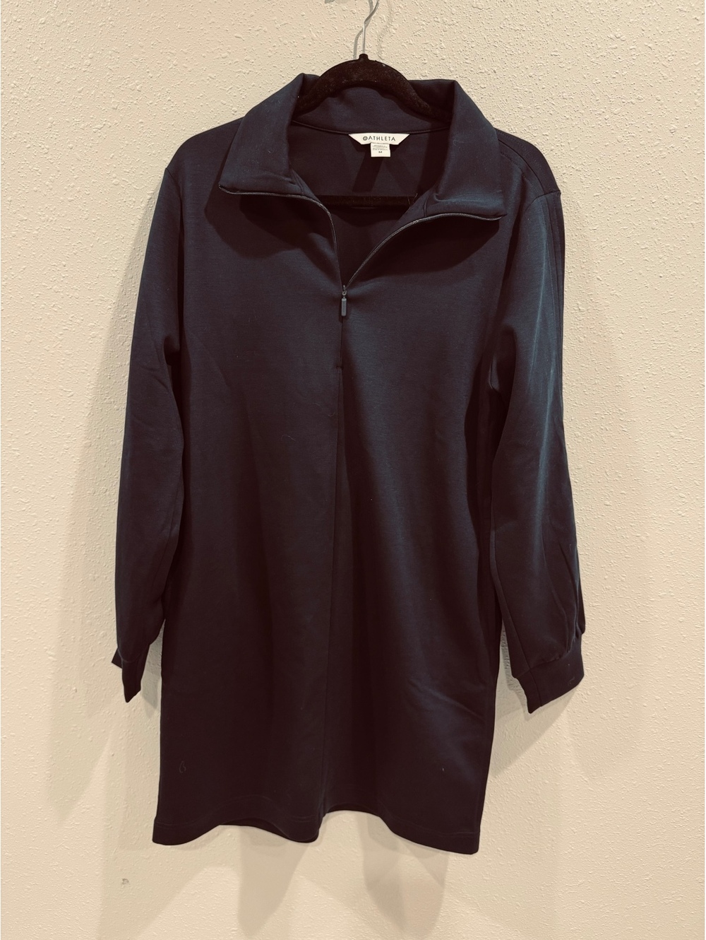 Athleta Allure 1/4 Zip Dress M Navy Long Sleeve Stretch Travel